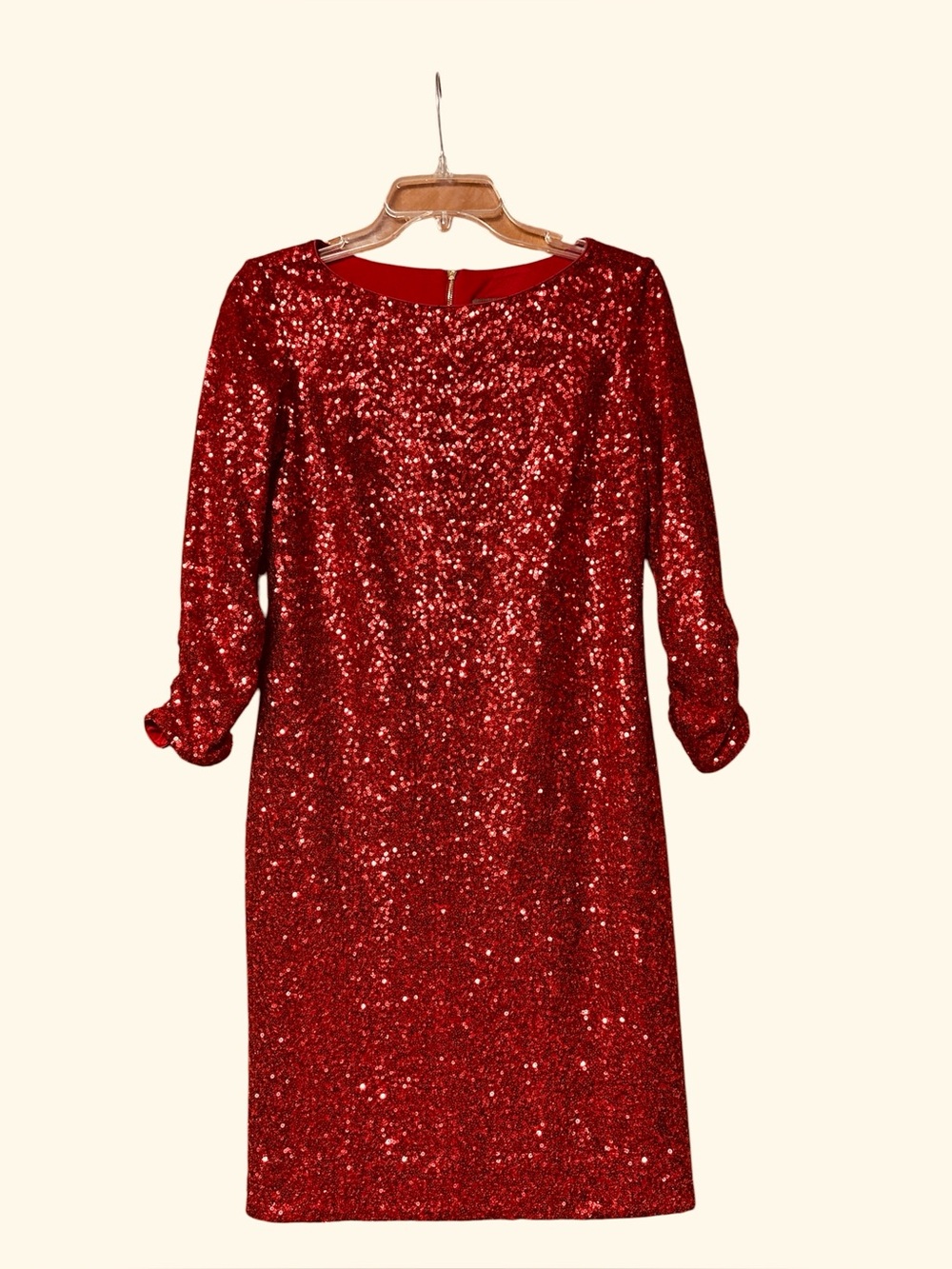 Vince Camuto Red Sequin Long Shift Dress